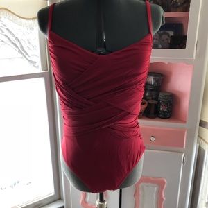 Red one piece bathing suit